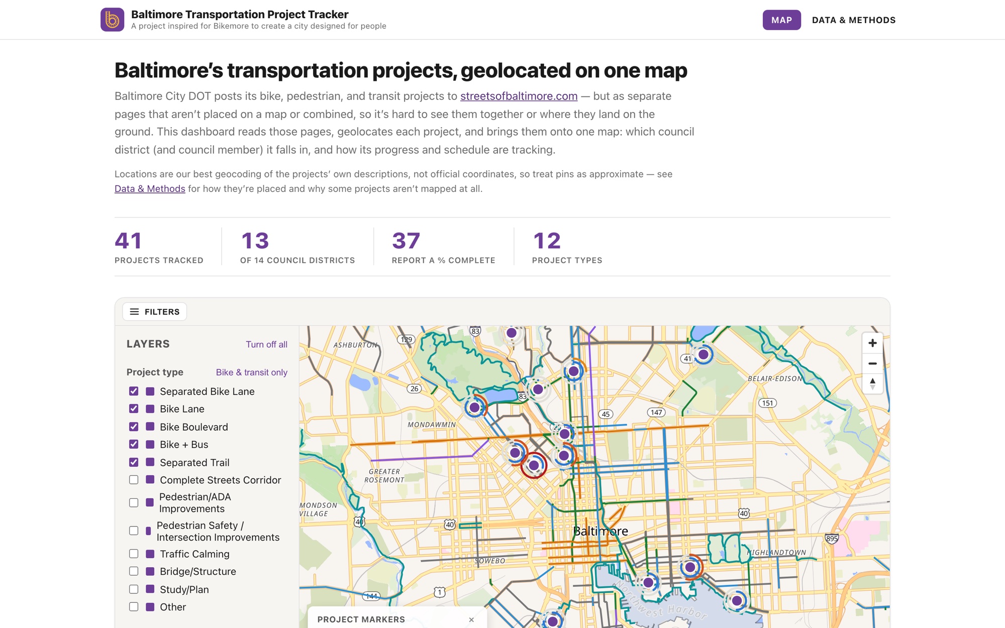 Project tracker map