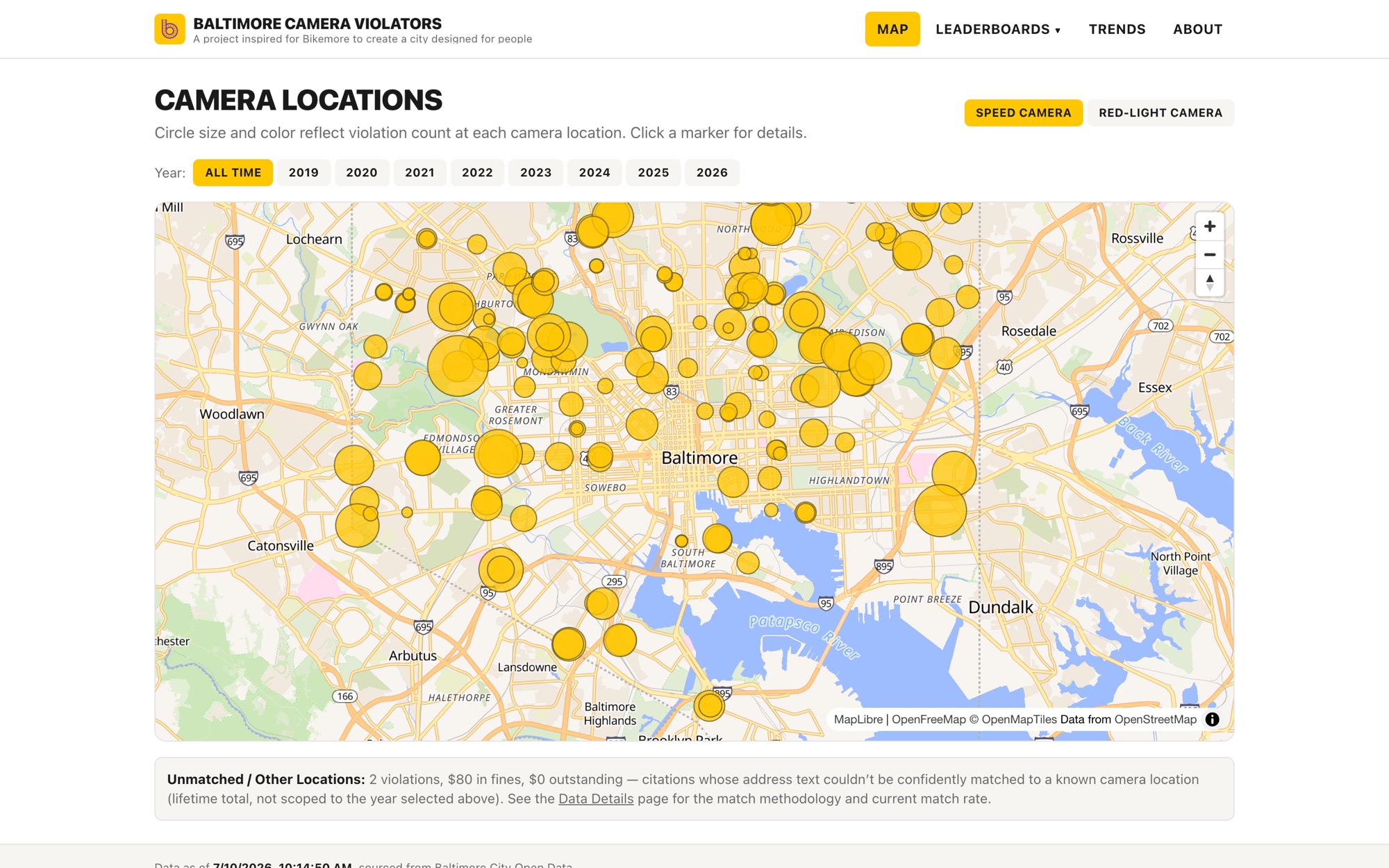 Camera locations map